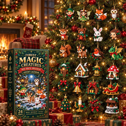 ⏳ Last day to save 49% – 🎄 24‑Day Forest Magic Creatures Ornament Advent Calendar | 24 collectible buildable forest fantasy brick decorations with hangers—perfect for holiday wreaths, mantel styling and Christmas tree trimming 🧝