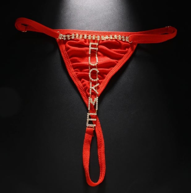 Women's Sexy Rhinestone Mesh Thong