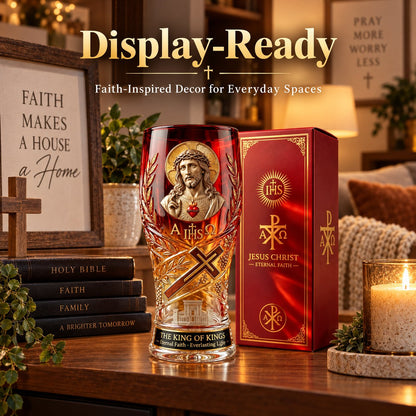 ❤️‍🔥Jesus Christ King of Kings Pint Glass – 16 oz Christian Faith Drinkware & Inspirational Gift