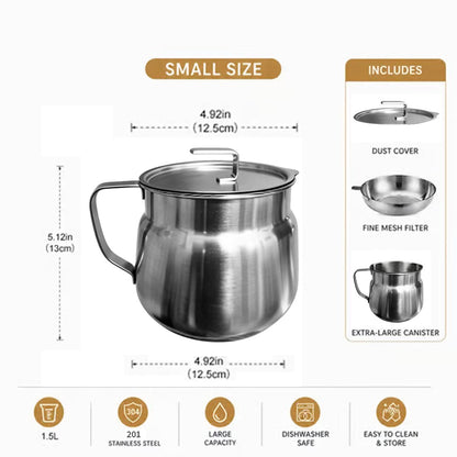 68oz 201Stainless Steel Deep Fryer Pot with Basket & Strainer
