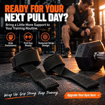 Self-Curling Lifting Straps — Padded Wrist Loops, 1 Pair