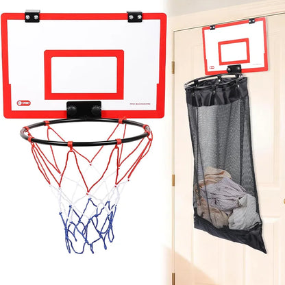 🏀 2-in-1 Door Hanging Laundry Basket with Basketball Hoop – Fun & Functional Storage!