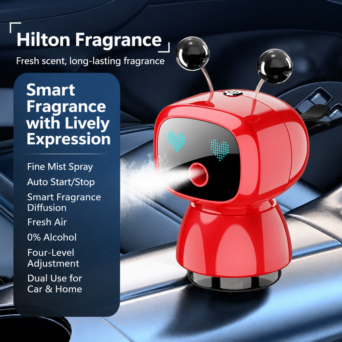 Cute Robot Car Diffuser – Auto-Sensing Mist & LED Vent Freshener