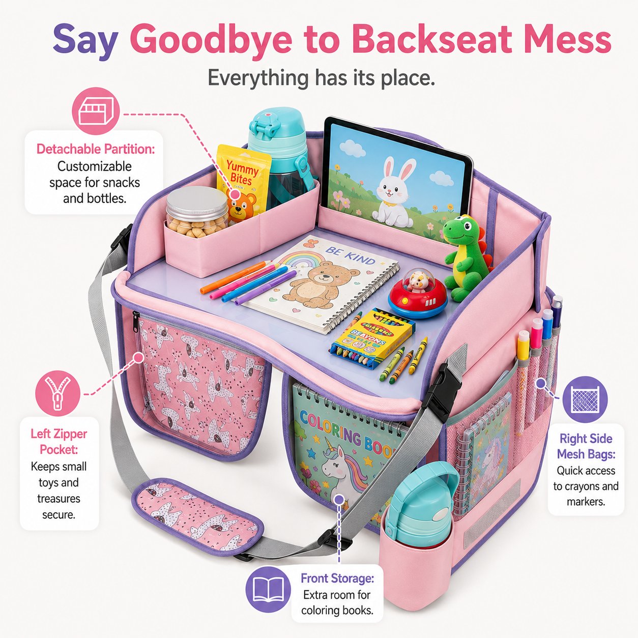 🚗 Kids Car Travel Tray | 5-in-1 Portable Activity Center