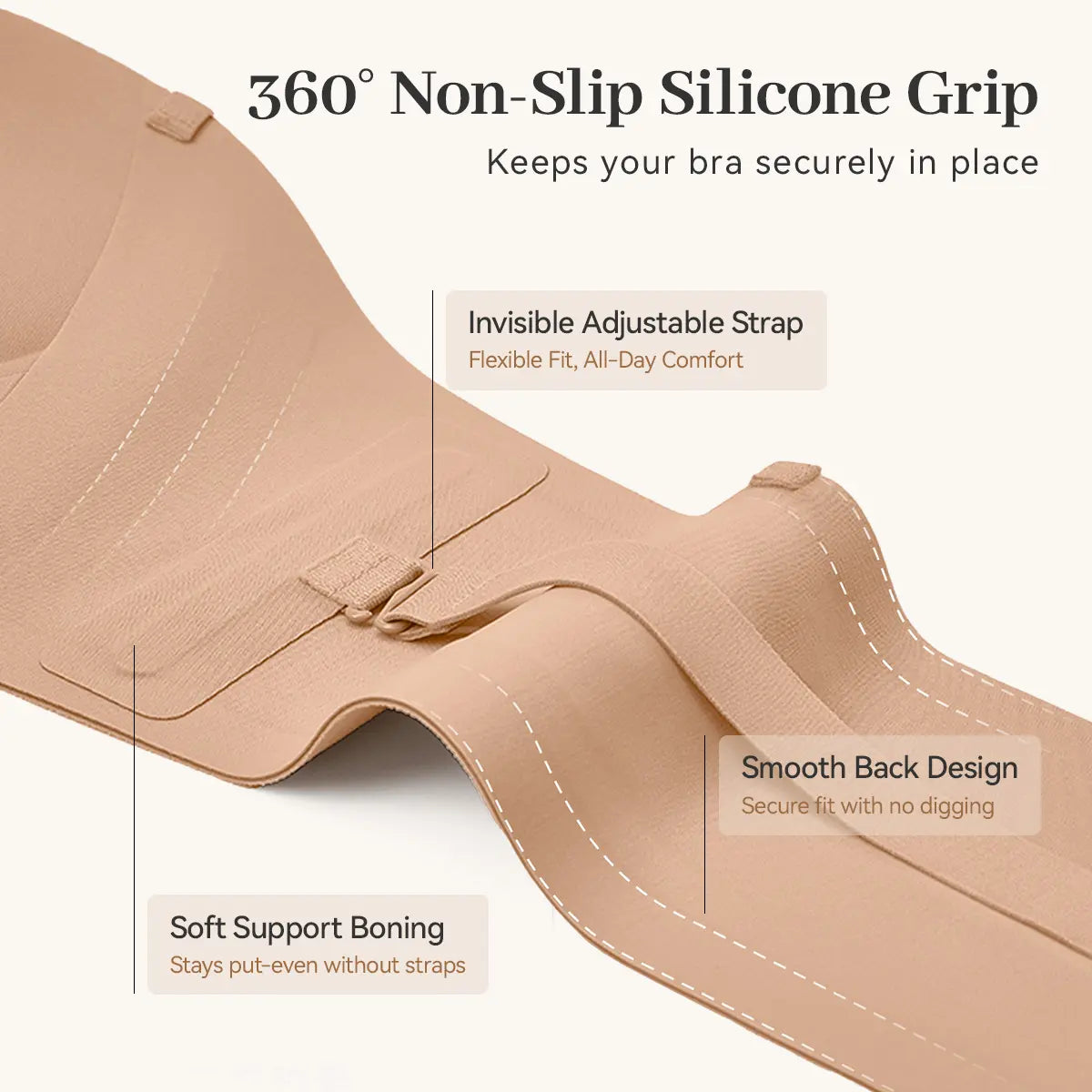 Womens Strapless Front Closure Bra Push Up Lift Bra Padded Add Cup Non Slip  Anti-Slip Grip & Removable Straps Fit Outfits Wireless Supportive  Seamless Comfortable