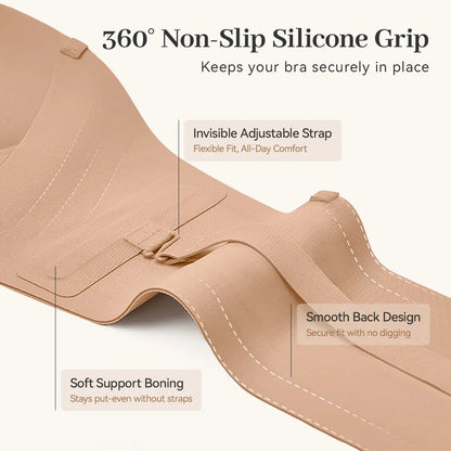Womens Strapless Front Closure Bra Push Up Lift Bra Padded Add Cup Non Slip  Anti-Slip Grip & Removable Straps Fit Outfits Wireless Supportive  Seamless Comfortable