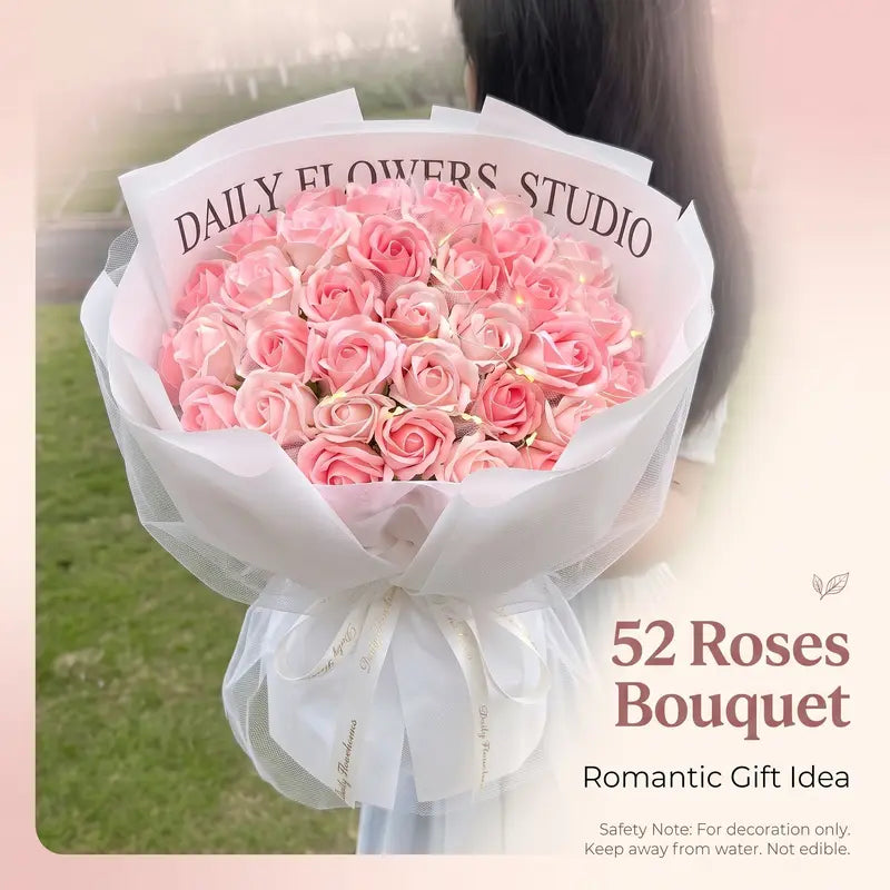 52 Roses Soap Flower Bouquet with LED Lights
