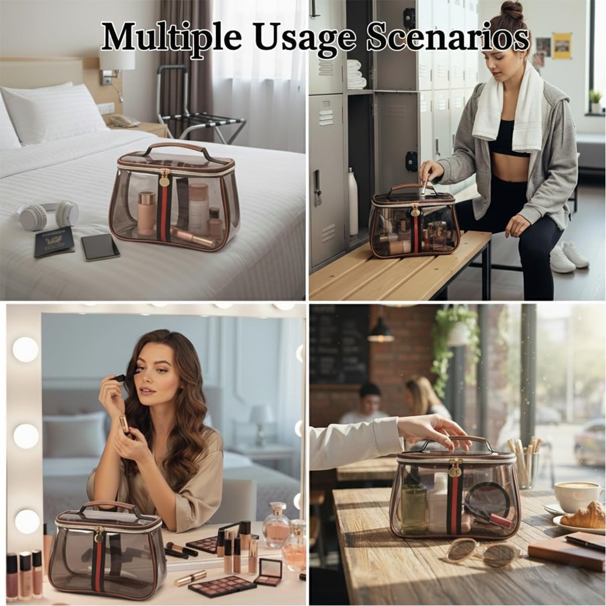 3-Piece Vintage Cosmetic Bag Set – Large Capacity Waterproof Makeup & Toiletry Organizer for Travel