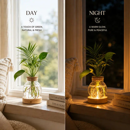 LED Plant Propagation Vase with Wooden Base