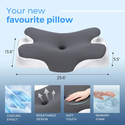 ❄️💤Cooling Memory Neck Pillow, Adjustable Ergonomic Memory Foam Neck Pillows, Cervical Support