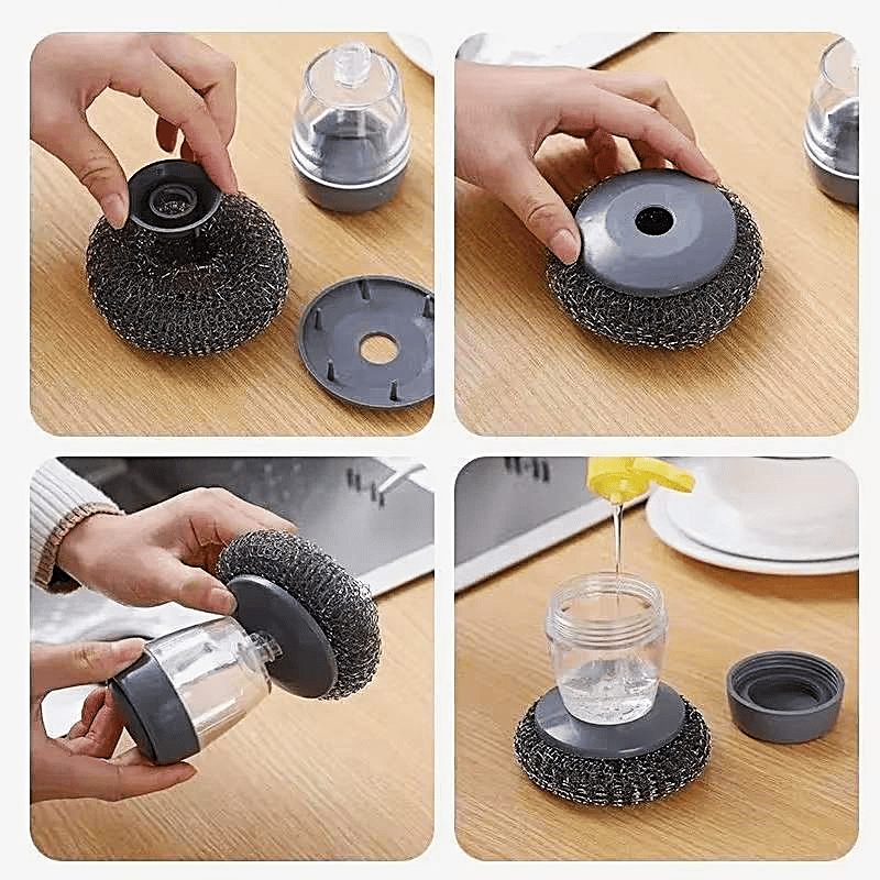 🏆Flash Sale⚡ 50K+ SOLD! 🧽 Comfort Grip Soap Dispensing Kitchen Scrub