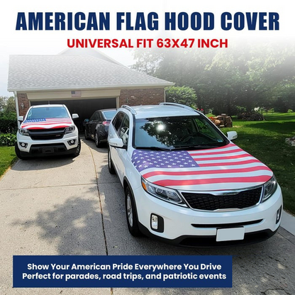 American Flag Car Hood Cover  Fits Trucks SUVs Sedans Jeep Commemorative Edition for Memorial Day Independence Day Celebrating 4th of July