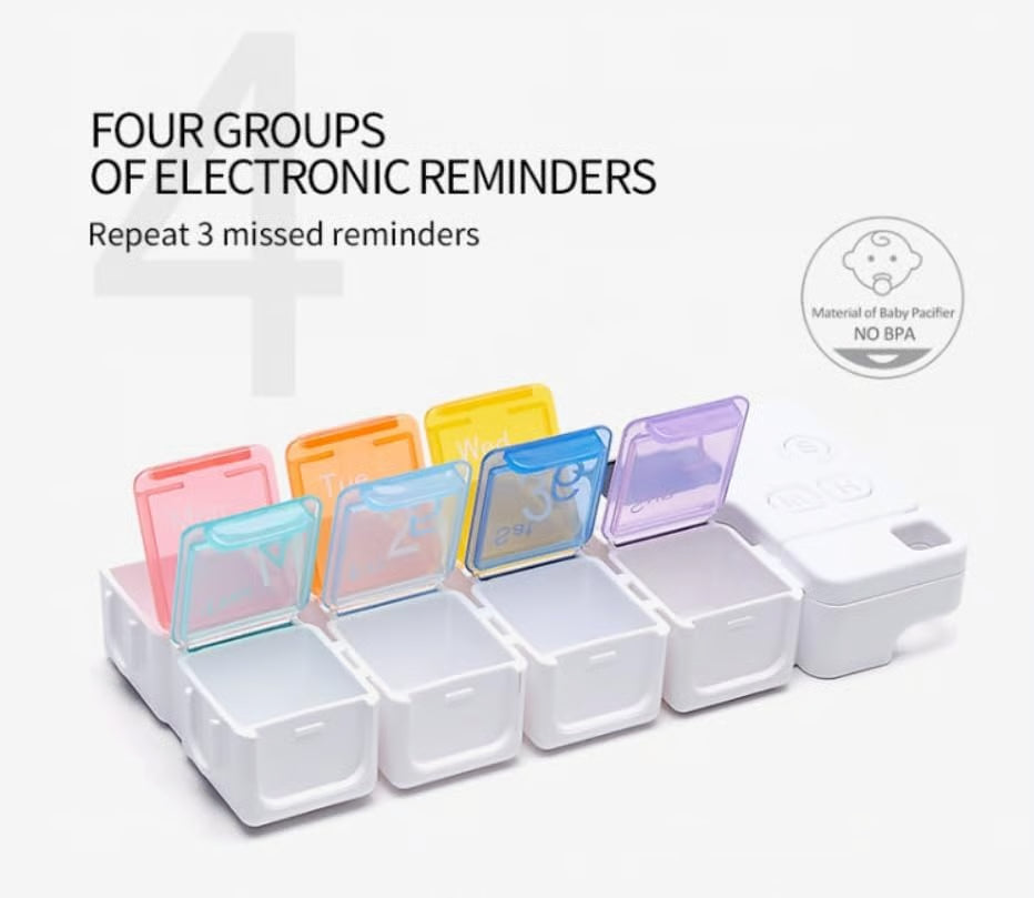 Noomoriey™ 7-Day Weekly Pill Box with Alarm Reminder👩‍⚕️🌈