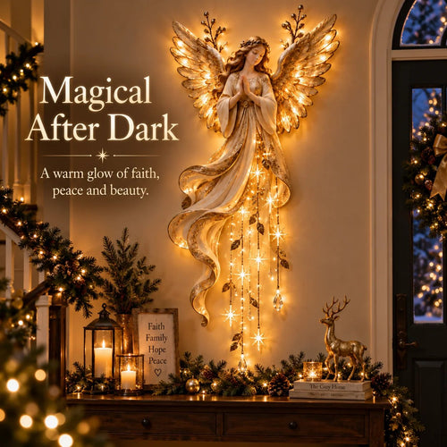 ✨Guardian Angel Starfall Cascade™ – Lighted Faith & Blessing Christmas Wall Decor✨