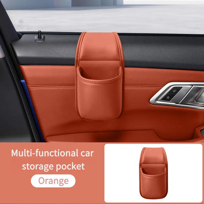 Multifunctional Leather Car Door Storage Pocket