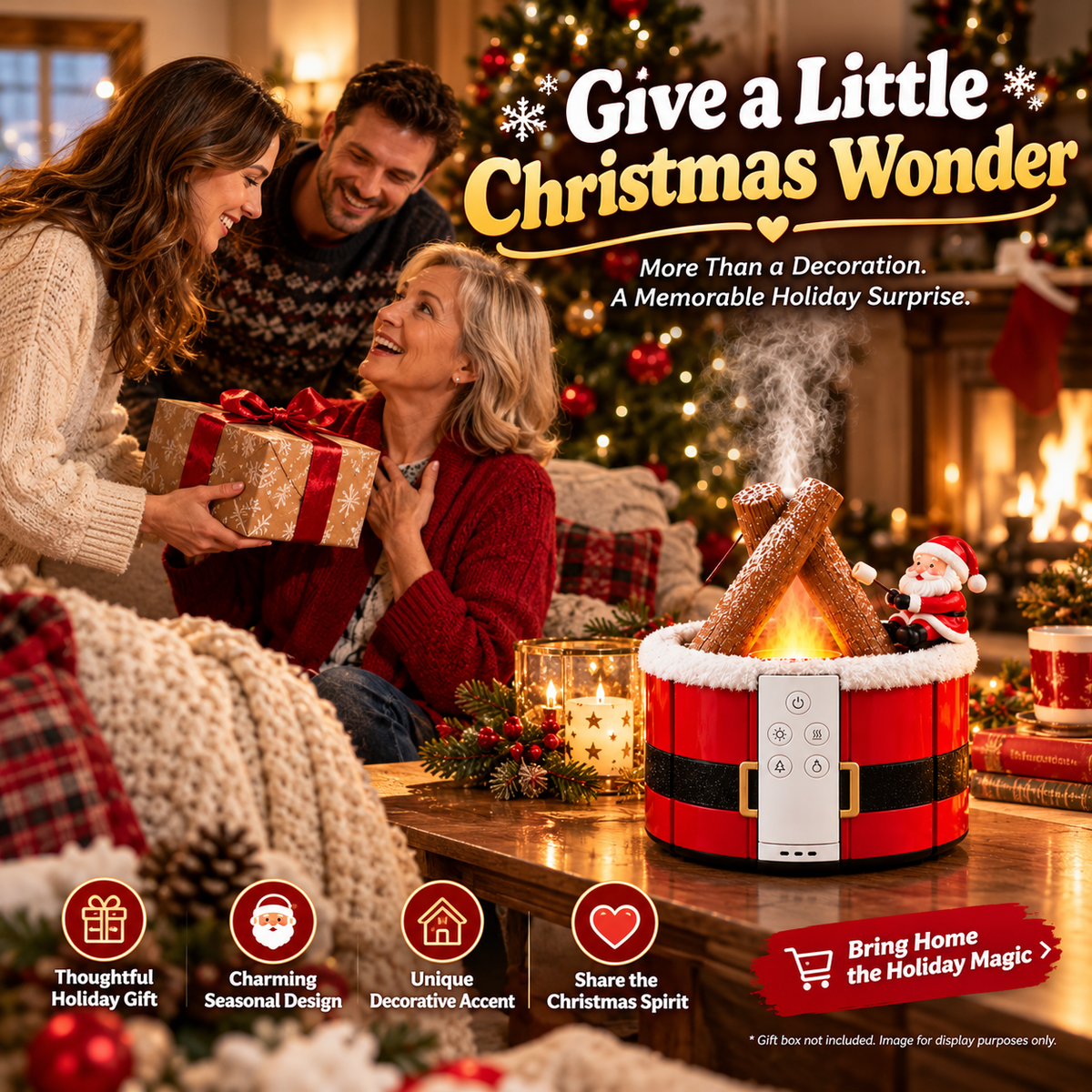 🔥 MerryMist Christmas Campfire Diffuser – Light-Up Holiday Mist Decoration