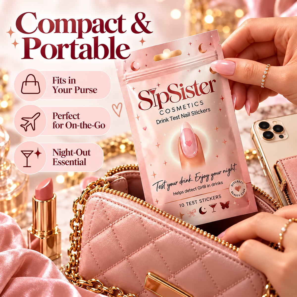 ❤️ Drink Testing Nail Stickers – Discreet, Easy-to-Use Drink Checks for Nights Out
