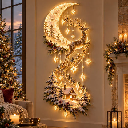 Moonlit Reindeer LED Christmas Wall Decor