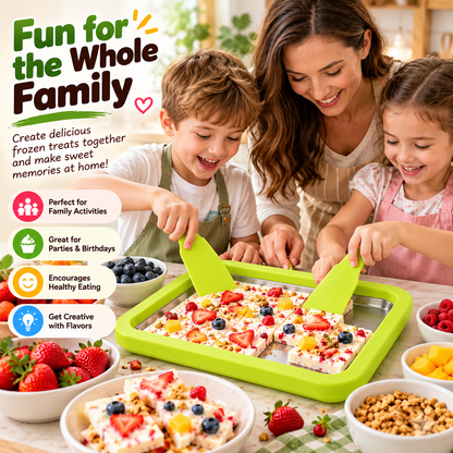 🍓 DIY Ice Cream & Frozen Yogurt Maker – Pre-Freeze Stainless Steel Tray with Scrapers