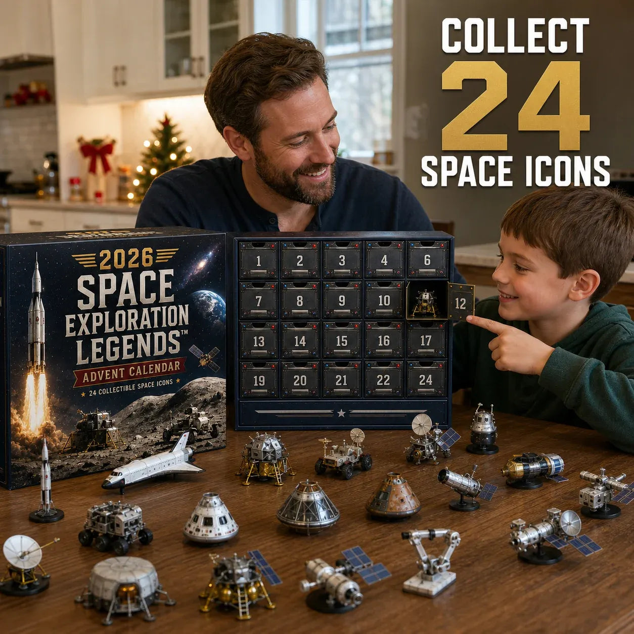 2026 Space Exploration Legends Advent Calendar – 24 Days of Space Missions, 24 Collectible Surprises - 2D flat solid acrylic model
