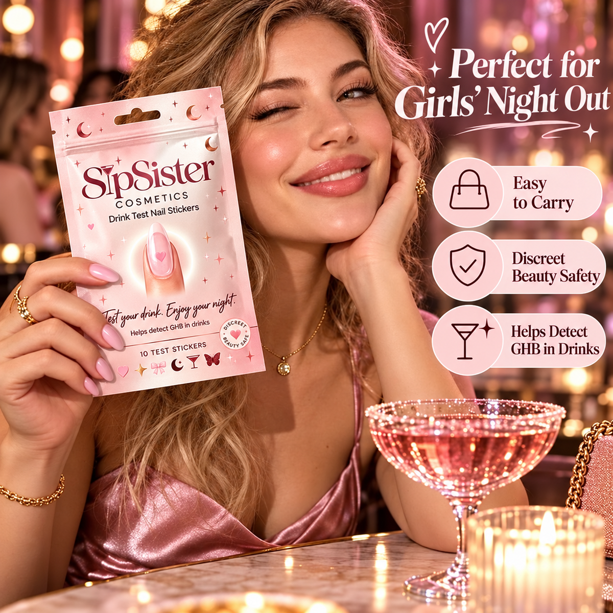 ❤️ Drink Testing Nail Stickers – Discreet, Easy-to-Use Drink Checks for Nights Out