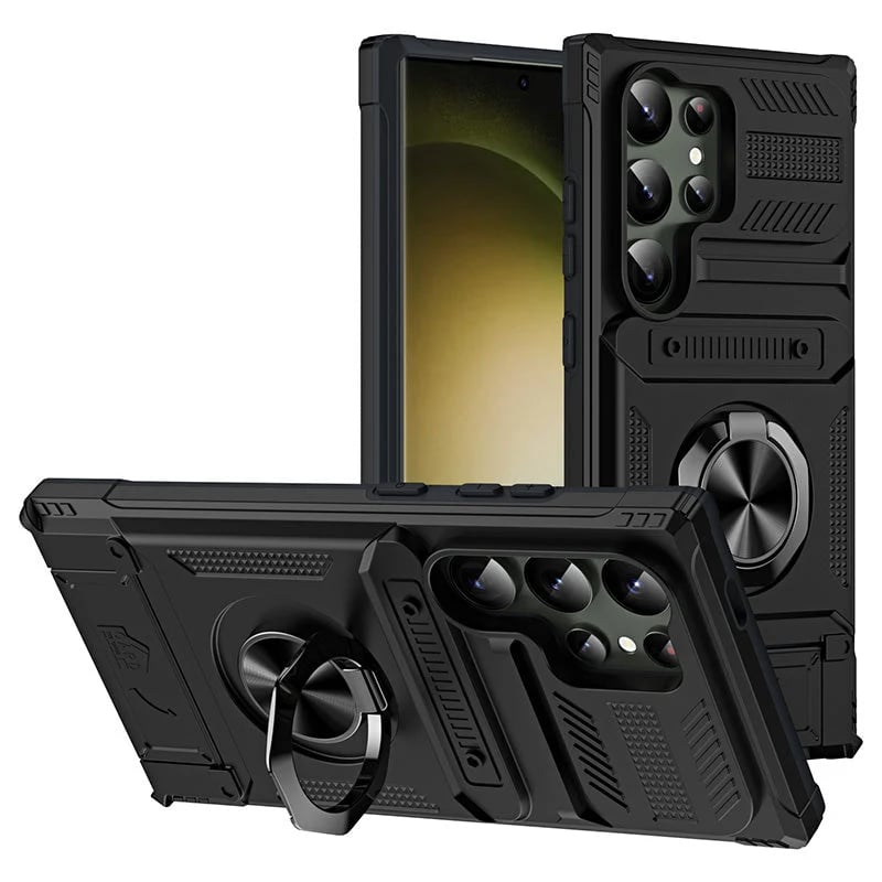 Samsung Galaxy S25/S24/S23 Case with Card Holder & 360° Magnetic Ring Stand