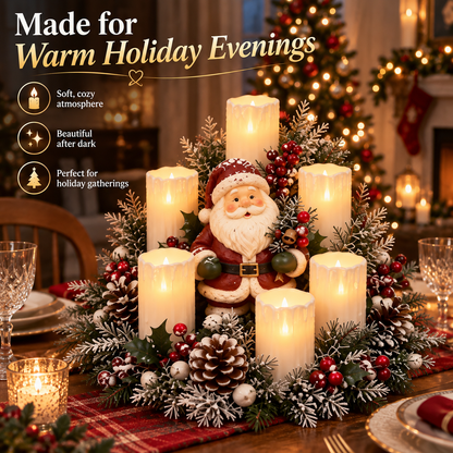 🎄 Christmas Reindeer Candle Centerpiece – Peace, Joy & Love Holiday Table Decor