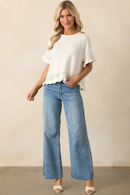 ✨ Breezy Crochet Knit Top