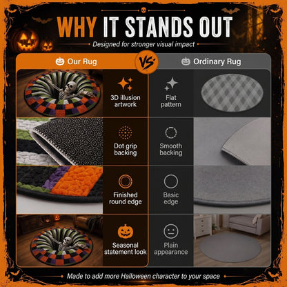 👻 3D Vortex Round Rug- Halloween Room Decor