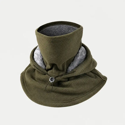 Unisex Cold Weather Fleece Balaclava Hat - Thick Fleece Linings, Windproof Full Face Cover with Hood & Neck Gaiter
