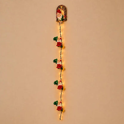 Handmade Climbing Gnome Christmas StringLights, Indoor OutdoorWall Hanging Holiday Decor