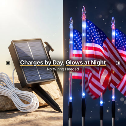 8-in-1 American Flag Solar Lights