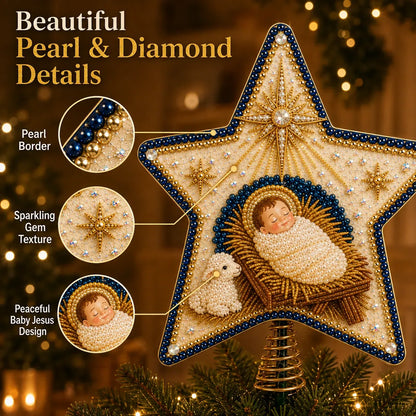 ✝️ Christian Pearl Diamond Art Christmas Tree Topper DIY Kit