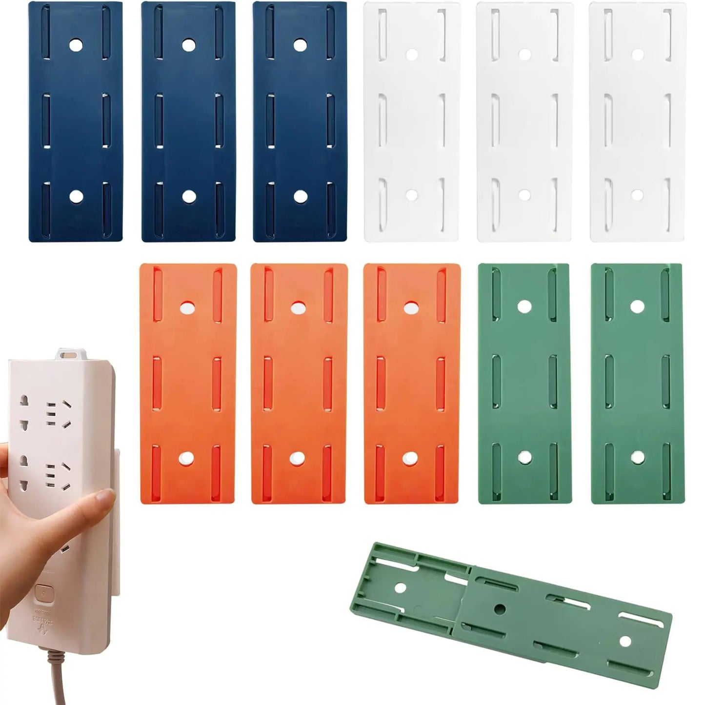 10-Pack No-Drill Power Strip Holders – Peel, Stick & Organize