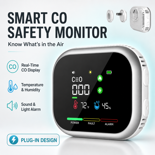 🛡️  6-in-1 Portable Indoor Environment Monitor– CO, Gas, Smoke, Temperature & Humidity Monitor