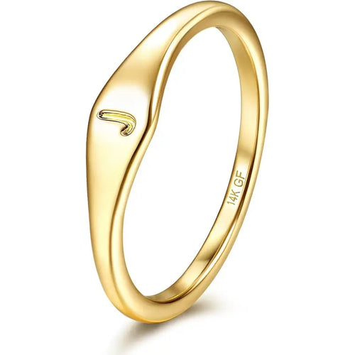 14 Karat Plated Gold Filled Initial Band Dainty Stacking Rings