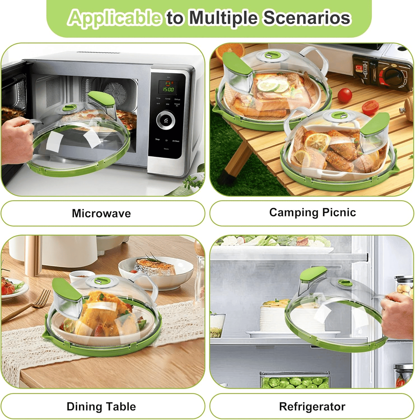 Microwave Splatter Cover with Water Steamer, 10 inch Clear Microwave Plate Cover for Food, Splatter Guard Microwave Lid for Microwave Oven