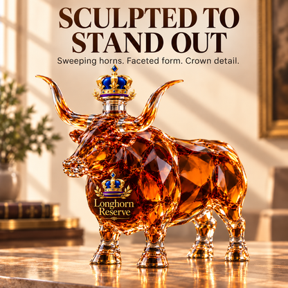 🐂  Longhorn Collector’s Bottle 👑 Sculpted Display & Gift Box