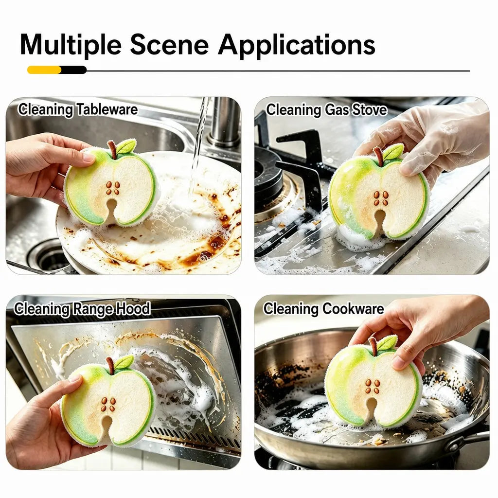 🍎 50% OFF  Fruit-Shaped Expandable Sponges – Cute Cellulose Kitchen Cleaning Set