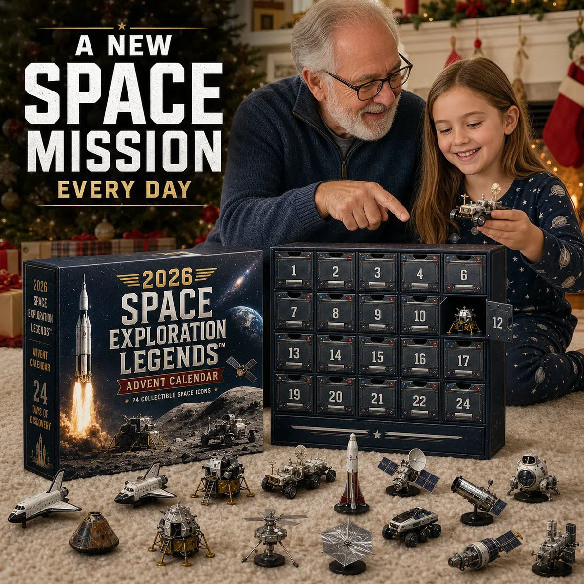 2026 Space Exploration Legends Advent Calendar – 24 Days of Space Missions, 24 Collectible Surprises - 2D flat solid acrylic model