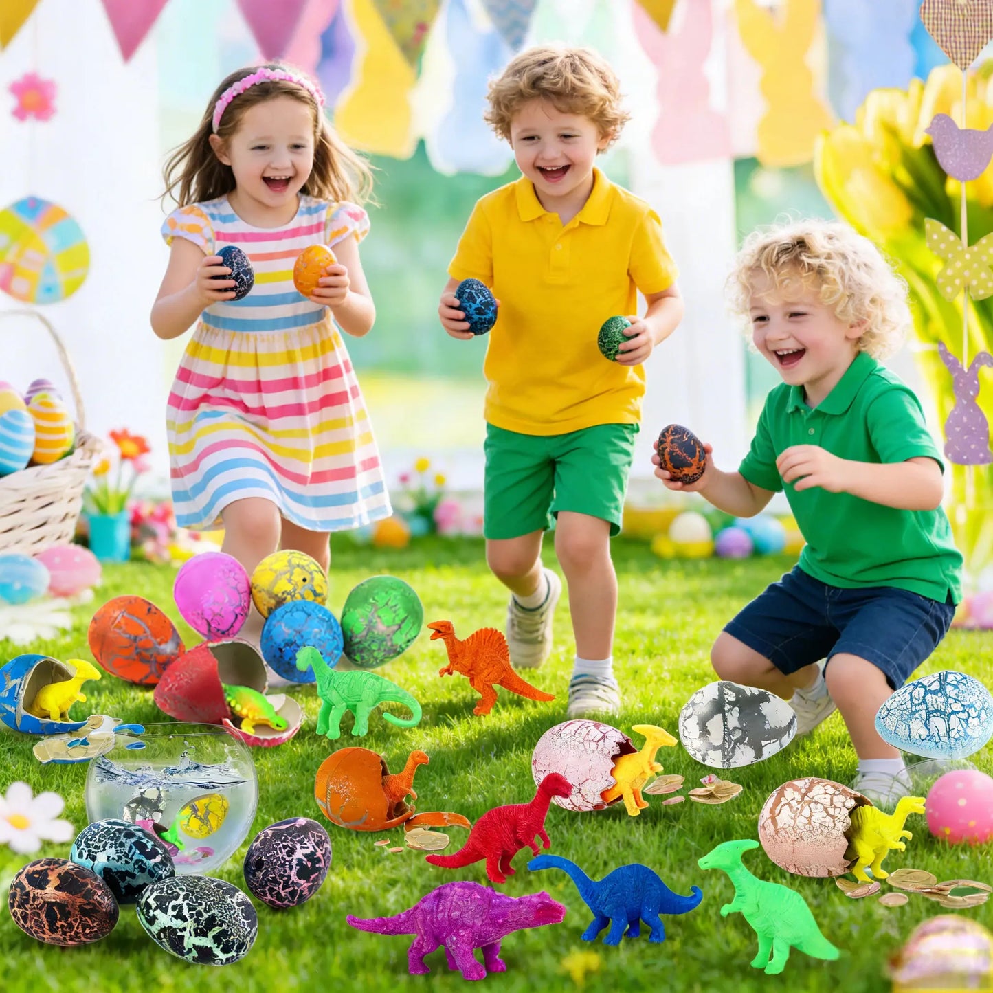 60PCS Dinosaur Eggs Hatching Toys for Kids Party Favors