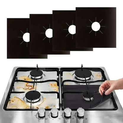 ♻️ Reusable Gas Stove Burner Liners – Cut-to-Fit Stove Protector Mats