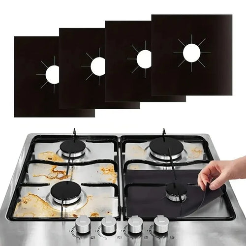 ♻️ Reusable Gas Stove Burner Liners – Cut-to-Fit Stove Protector Mats