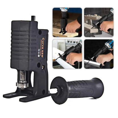 Drill-Powered Jigsaw Adapter Kit with Side Handle & 3 Blades
