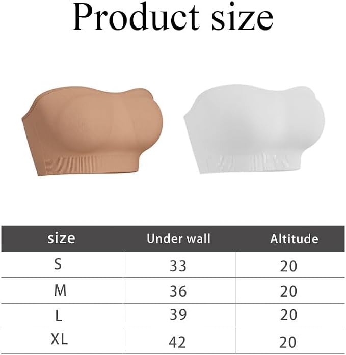 Strapless Bras for Women Non-Slip Silicone Padded Bandeau Bra Wireless Tube Top Bra