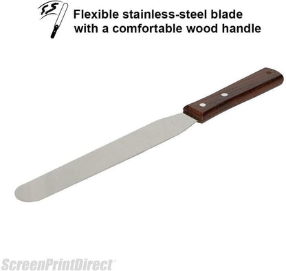 Ecotex 6" Stainless Steel Spatula- Smooth and Ergonomic Wooden Handle