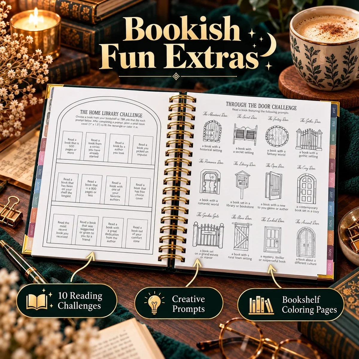 Midnight Study Hardcover Reading Planner for Book Lovers