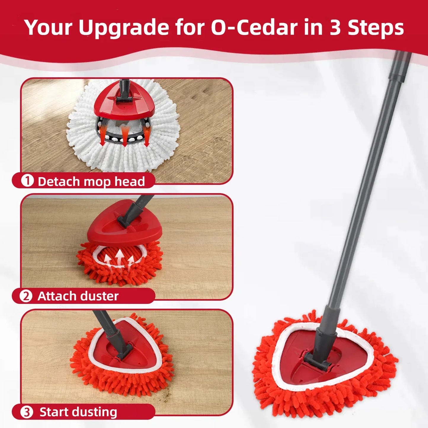 Triangle Chenille Mop Replacement Head – Compatible with O-Cedar & Vileda Spin Mops