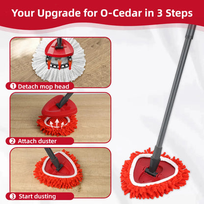 Triangle Chenille Mop Replacement Head – Compatible with O-Cedar & Vileda Spin Mops