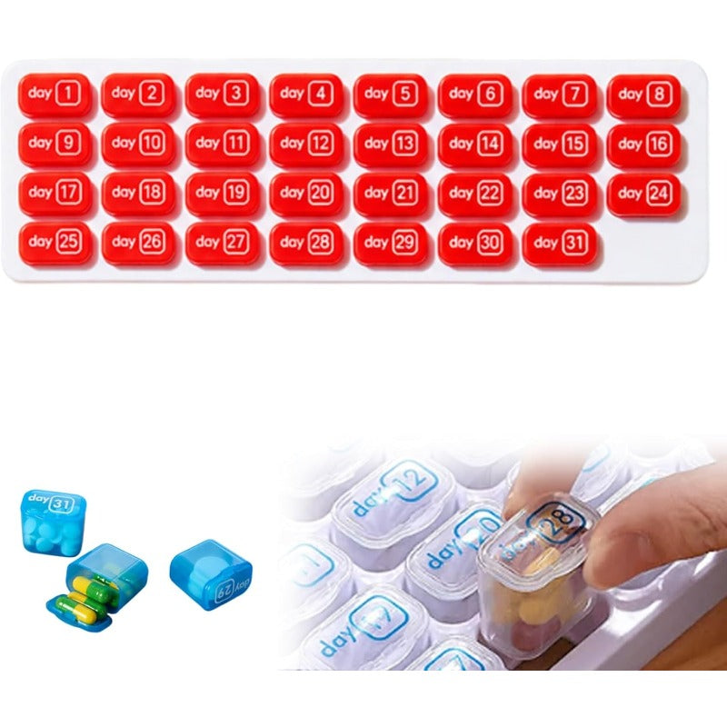 31-Day Pill Organizer Tray – Monthly Medication & Vitamin Tracker for Daily Wellness